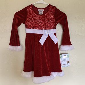 Bonnie Jean Little Girls Sequin Bodice Santa Dress